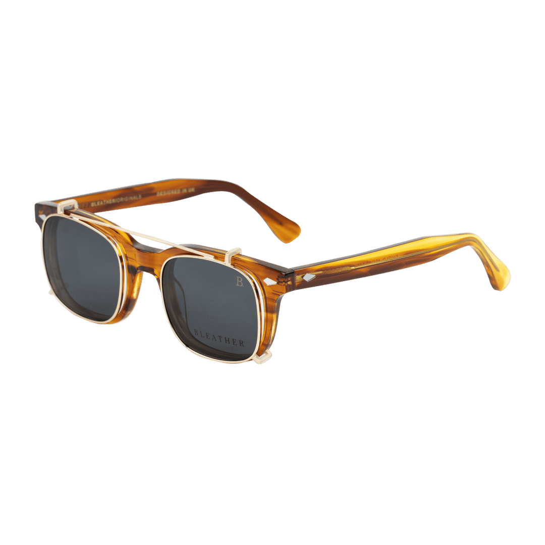 Shield: Lunettes à clips de luxe Marron - Bleather Maroc