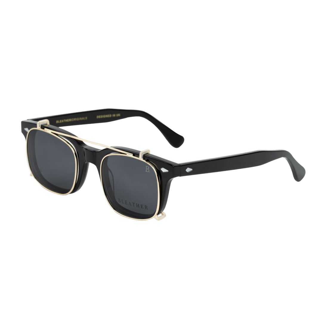 Shield: Lunettes à clips de luxe Noir - Bleather Maroc