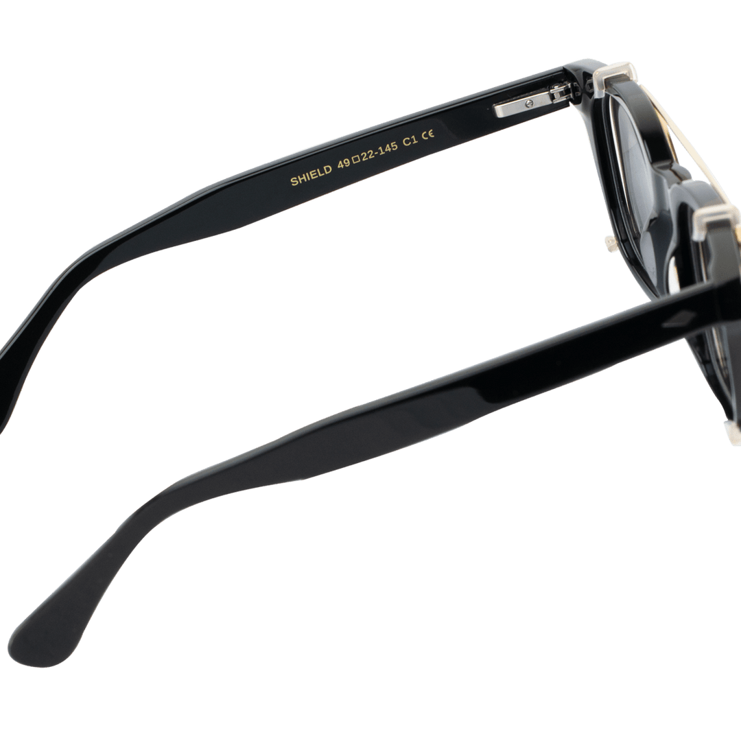 Shield: Lunettes à clips de luxe Noir - Bleather Maroc