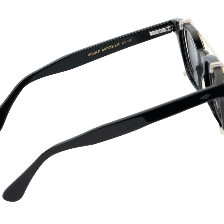 Shield: Lunettes à clips de luxe Noir - Bleather Maroc