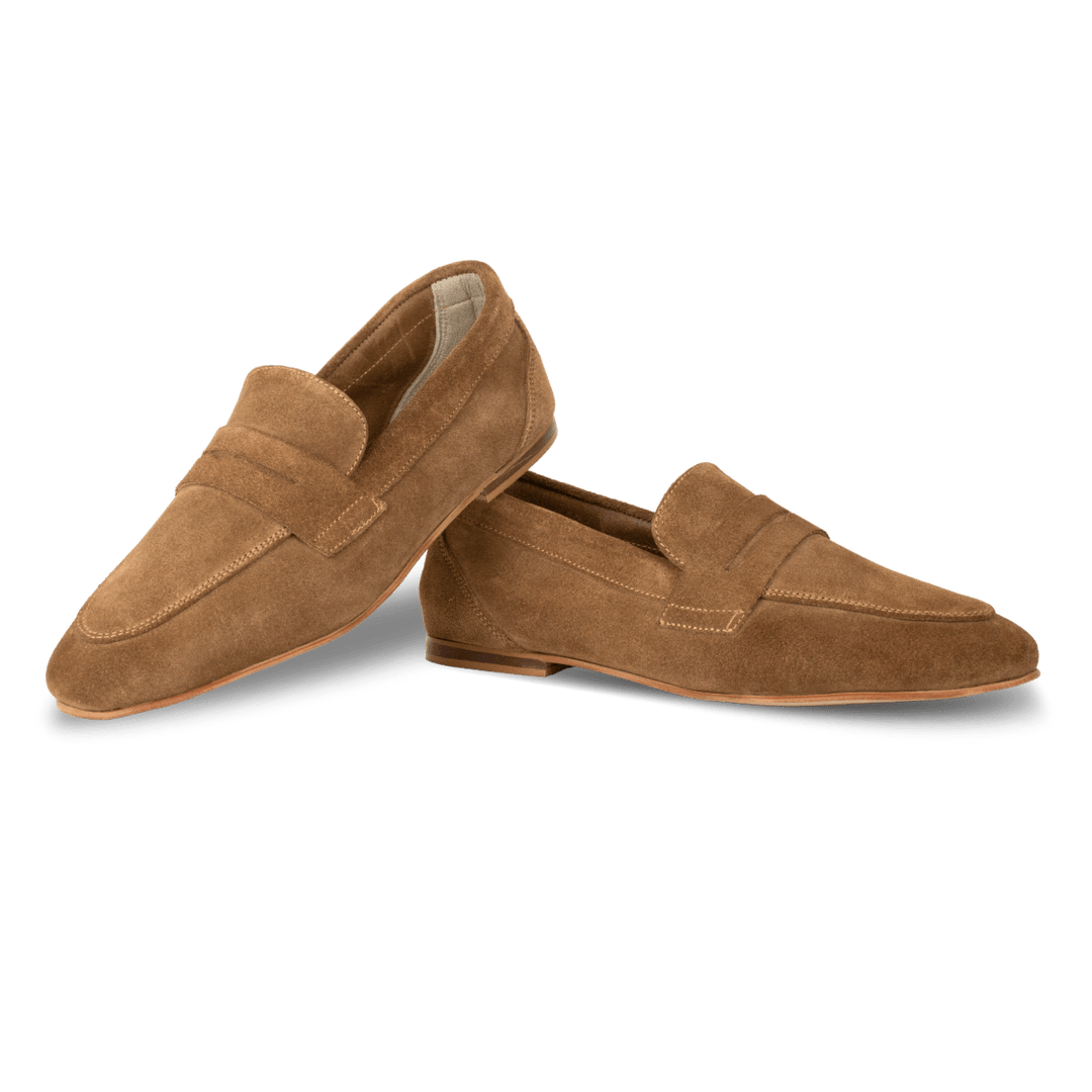 Sia: mocassin Femme - Daim Beige - Bleather Maroc
