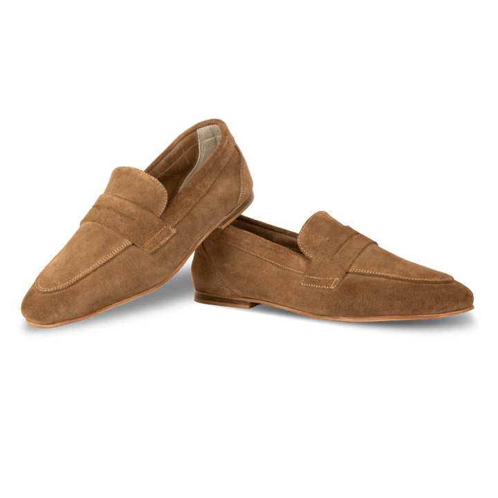 Sia: mocassin Femme - Daim Beige - Bleather Maroc