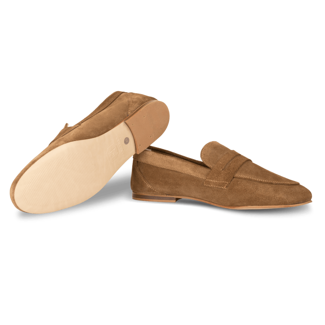 Sia: mocassin Femme - Daim Beige - Bleather Maroc