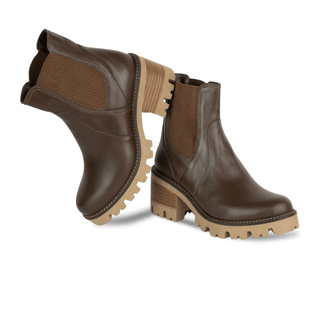 Sienna: Bottines à talons Femme - Cuir Marron - Bleather Maroc