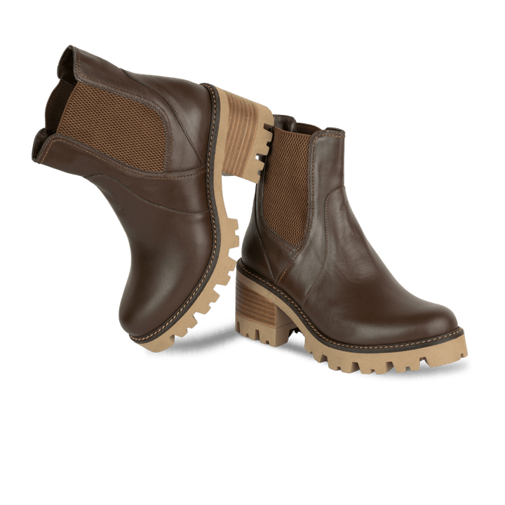 Sienna: Bottines à talons Femme - Cuir Marron - Bleather Maroc