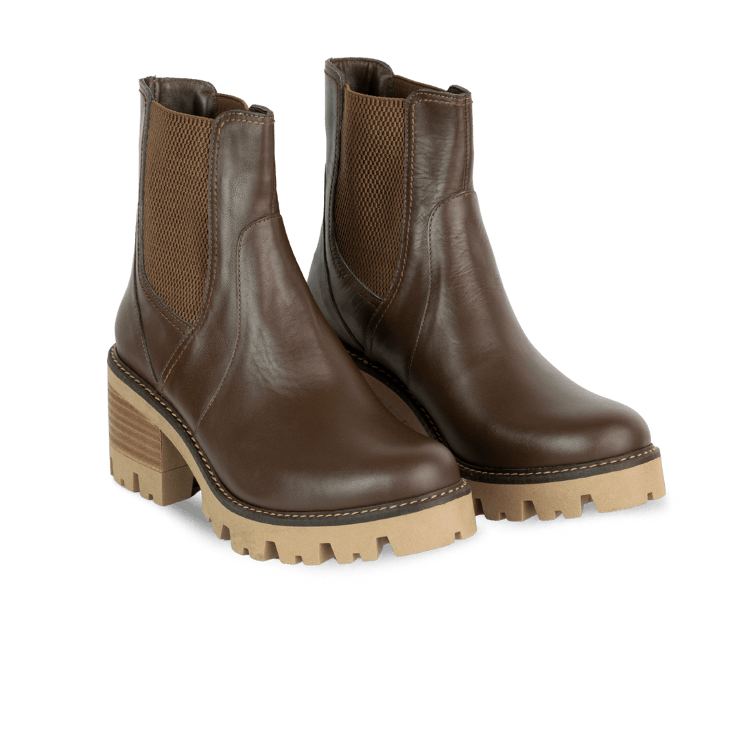 Sienna: Bottines à talons Femme - Cuir Marron - Bleather Maroc