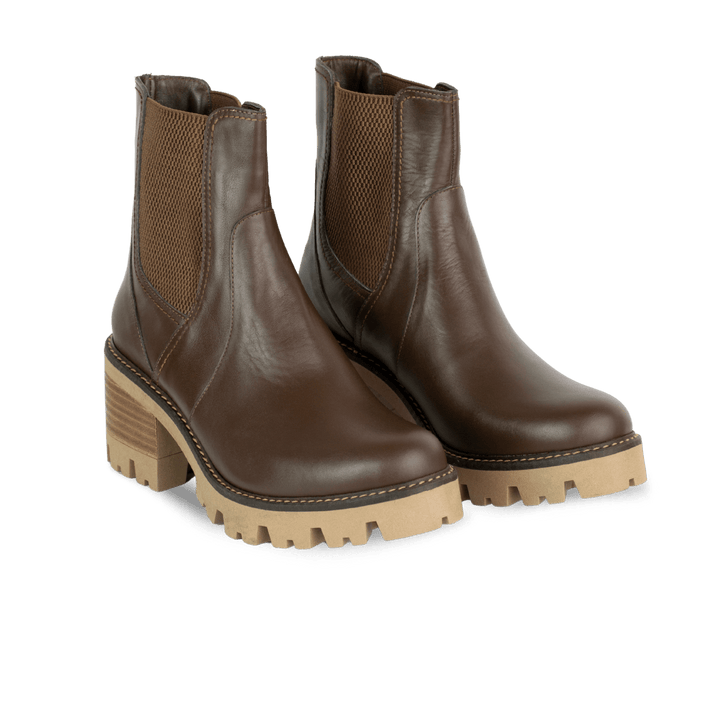 Sienna: Bottines à talons Femme - Cuir Marron - Bleather Maroc