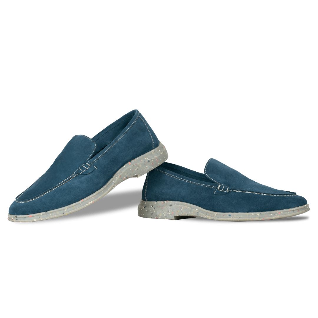 Stewart: Mocassin Homme - Daim Bleu persan - Bleather Maroc