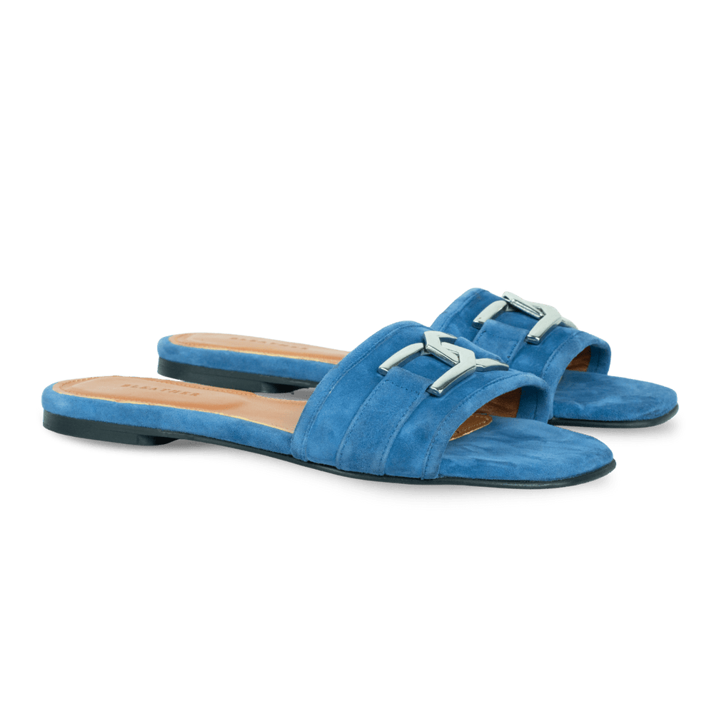 Sylvia : Sandales Femme - Daim bleu - Bleather Maroc