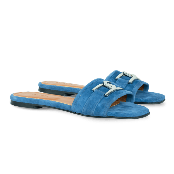 Sylvia : Sandales Femme - Daim bleu - Bleather Maroc