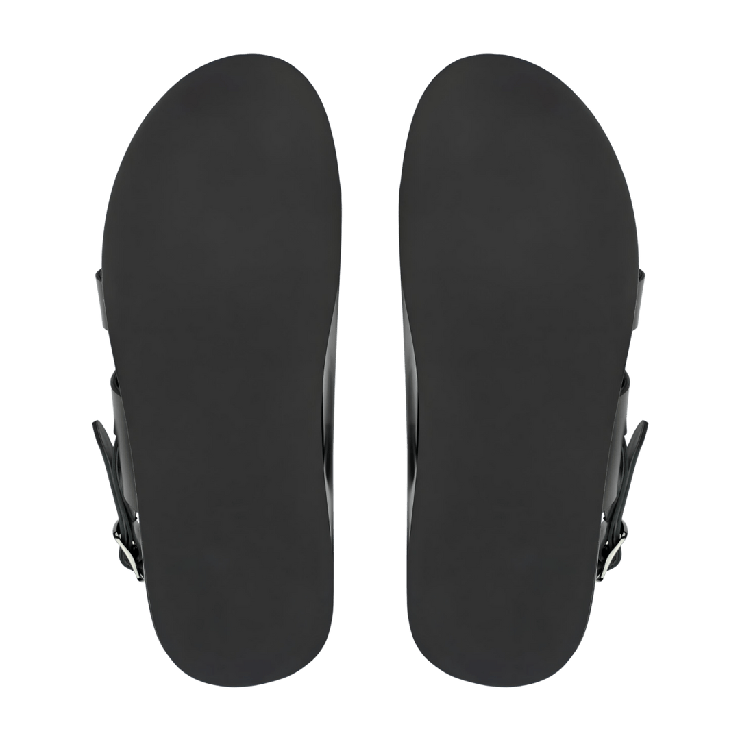 Thalor: Sandales Homme - Cuir Noir - Bleather Maroc