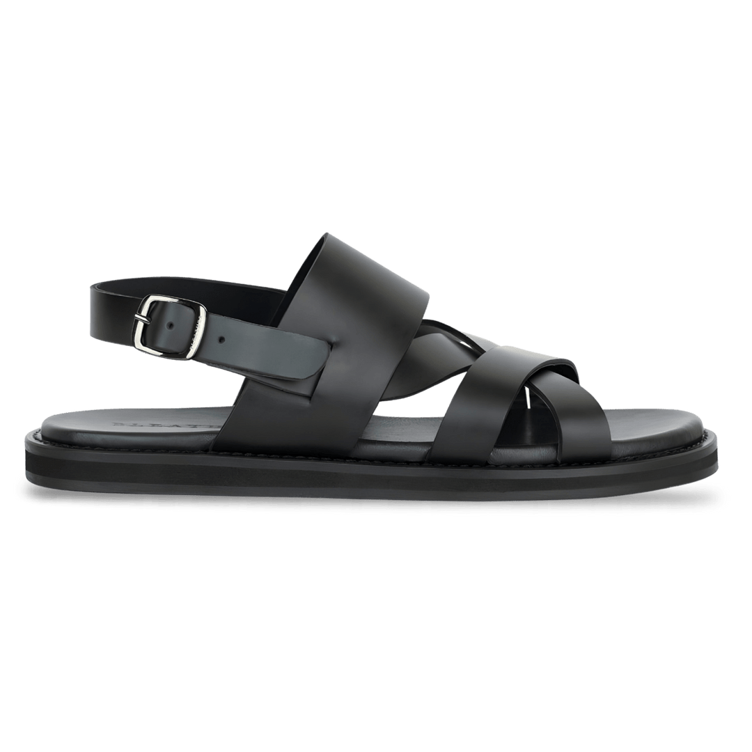 Thalor: Sandales Homme - Cuir Noir - Bleather Maroc