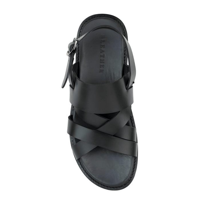 Thalor: Sandales Homme - Cuir Noir - Bleather Maroc