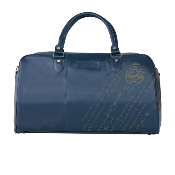 TheAristocrat: Sac de Voyage - Cuir Bleu Gravé