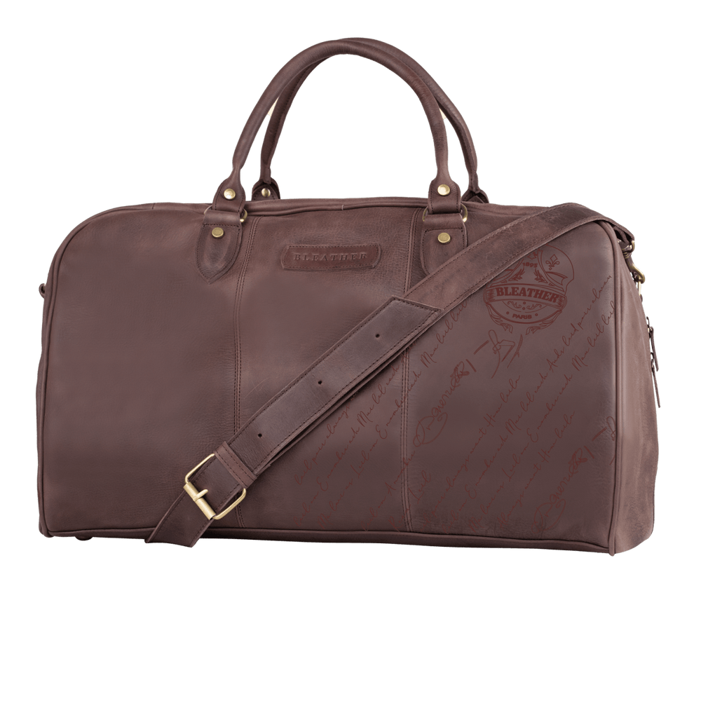 TheAristocrat: Sac de Voyage - Cuir Marron Gravé - Bleather Maroc