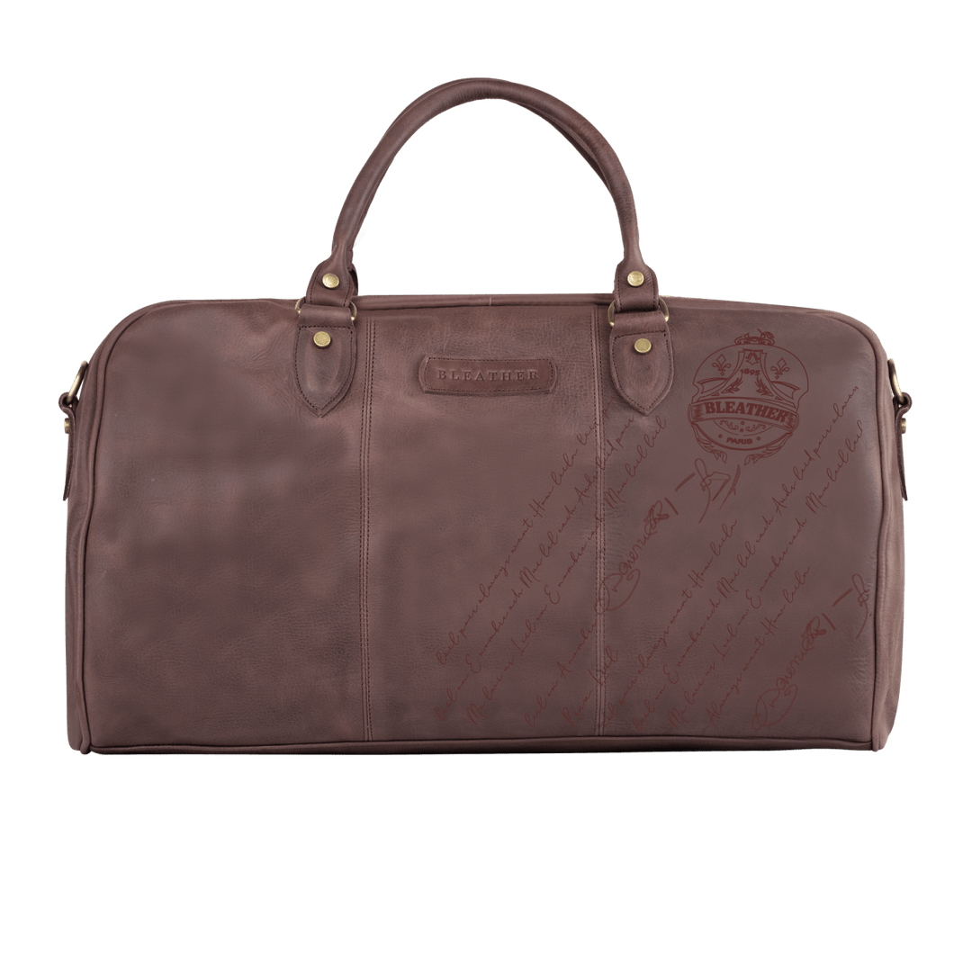 TheAristocrat: Sac de Voyage - Cuir Marron Gravé - Bleather Maroc