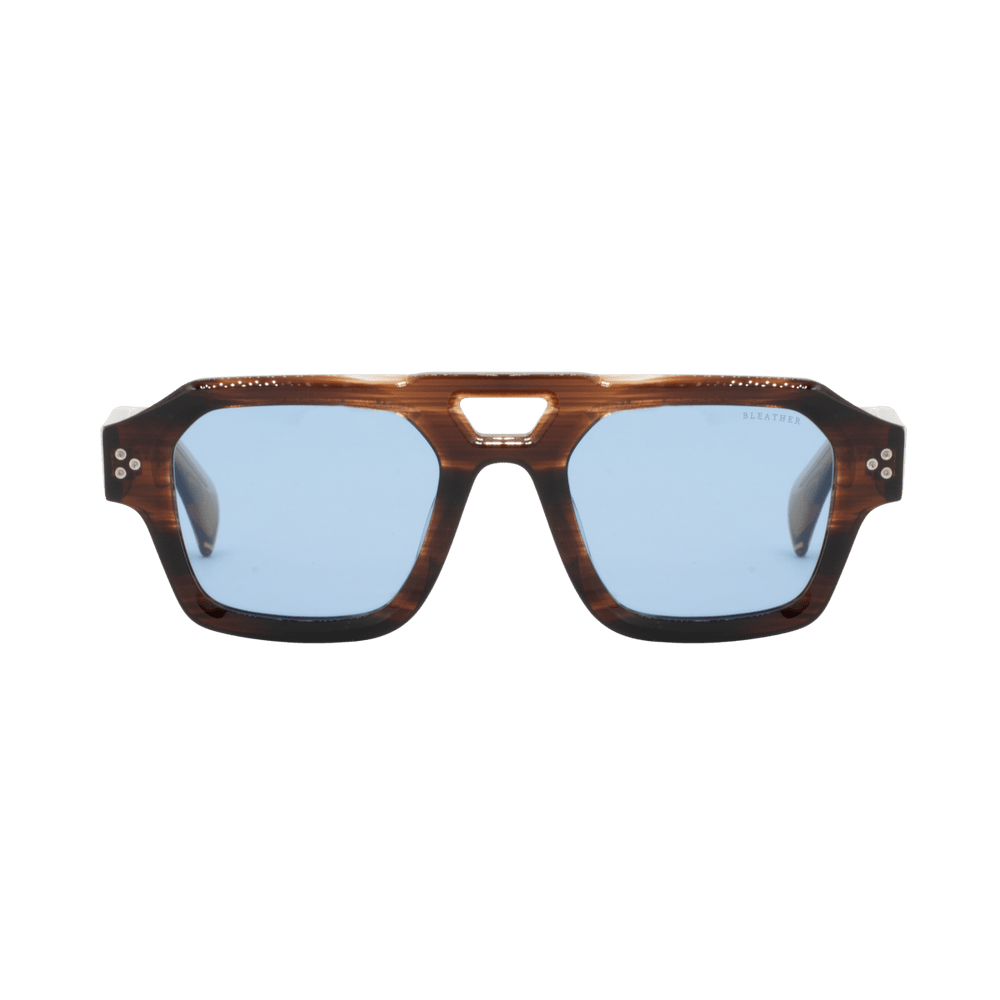 Theo: Lunettes de soleil de luxe Bleu trans/Havane - Bleather Maroc