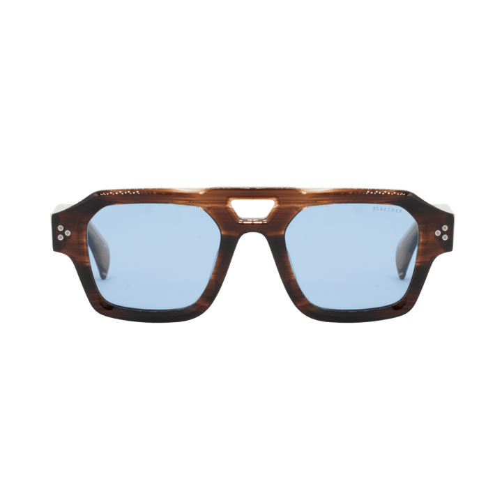 Theo: Lunettes de soleil de luxe Bleu trans/Havane - Bleather Maroc