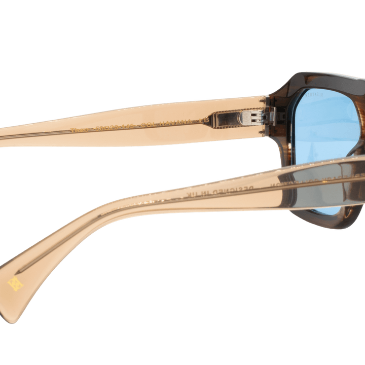Theo: Lunettes de soleil de luxe Bleu trans/Havane - Bleather Maroc