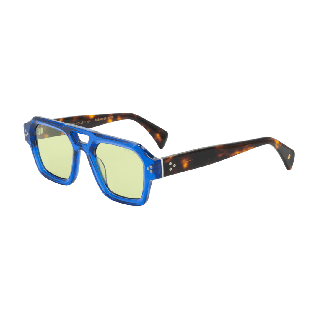 Theo: Lunettes de soleil de luxe Vert trans/Bleu;havane - Bleather Maroc