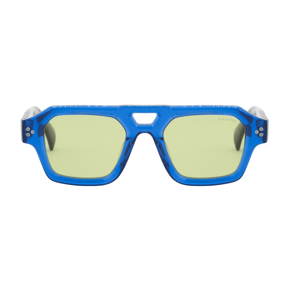 Theo: Lunettes de soleil de luxe Vert trans/Bleu;havane - Bleather Maroc
