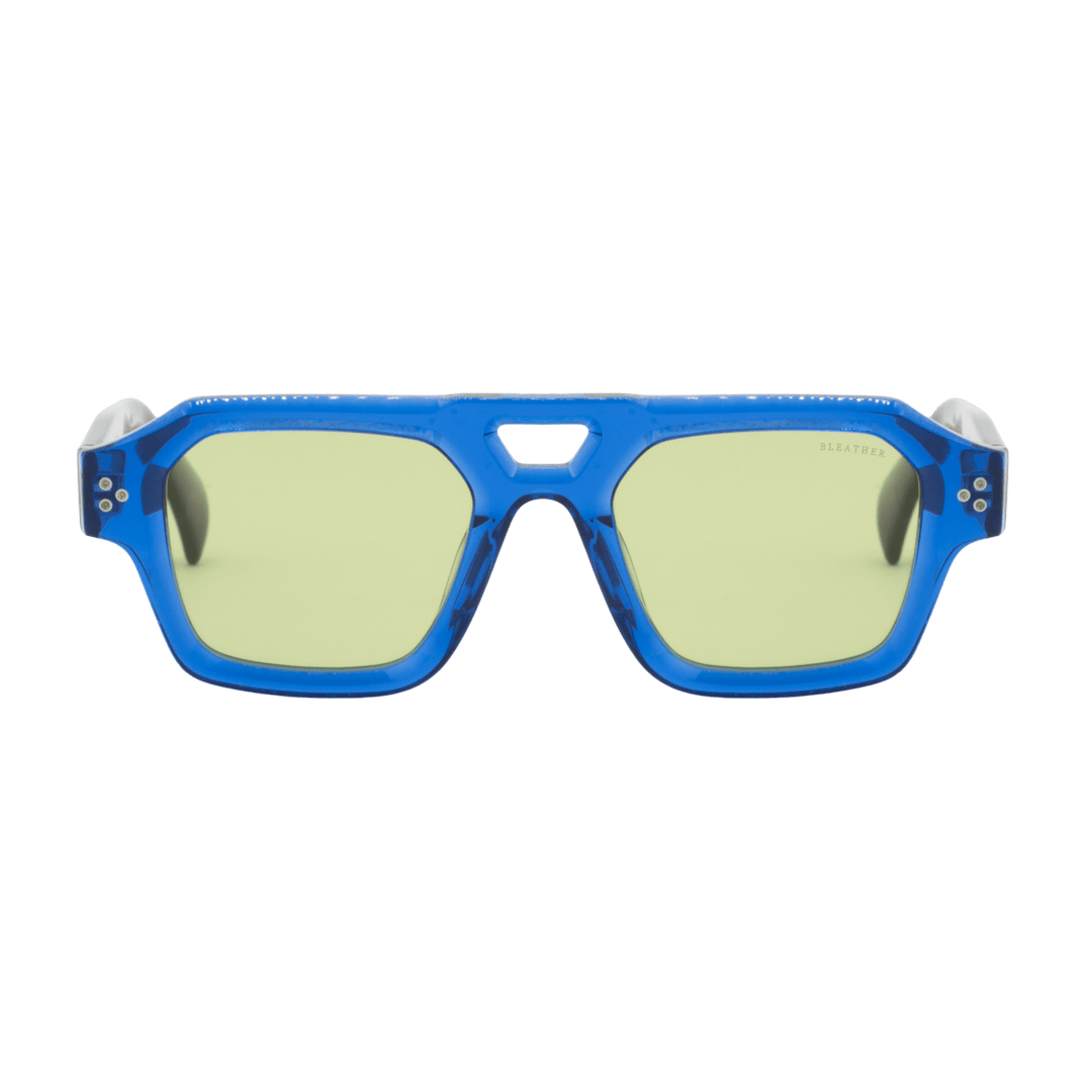 Theo: Lunettes de soleil de luxe Vert trans/Bleu;havane - Bleather Maroc