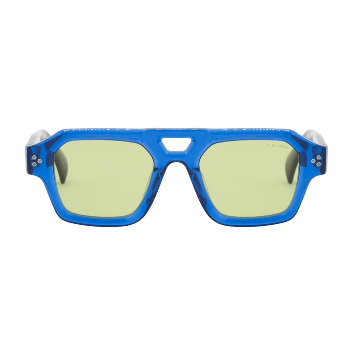 Theo: Lunettes de soleil de luxe Vert trans/Bleu;havane - Bleather Maroc