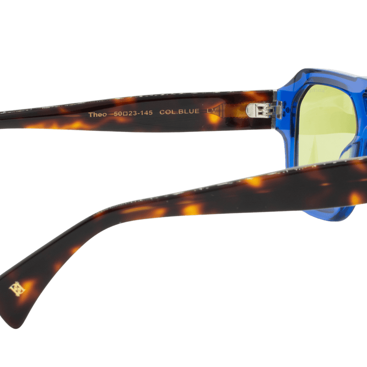Theo: Lunettes de soleil de luxe Vert trans/Bleu;havane - Bleather Maroc