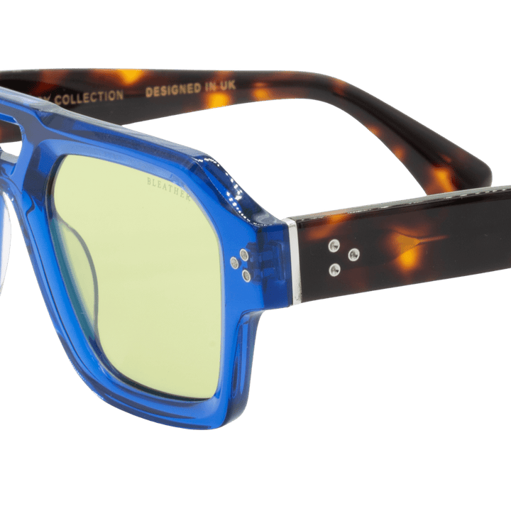 Theo: Lunettes de soleil de luxe Vert trans/Bleu;havane - Bleather Maroc
