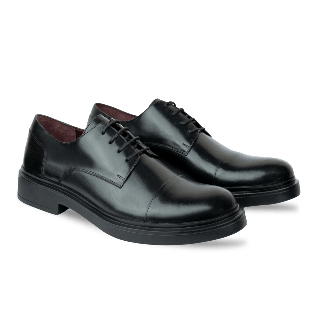 Twist: Derby Homme - Cuir Noir - Bleather Maroc