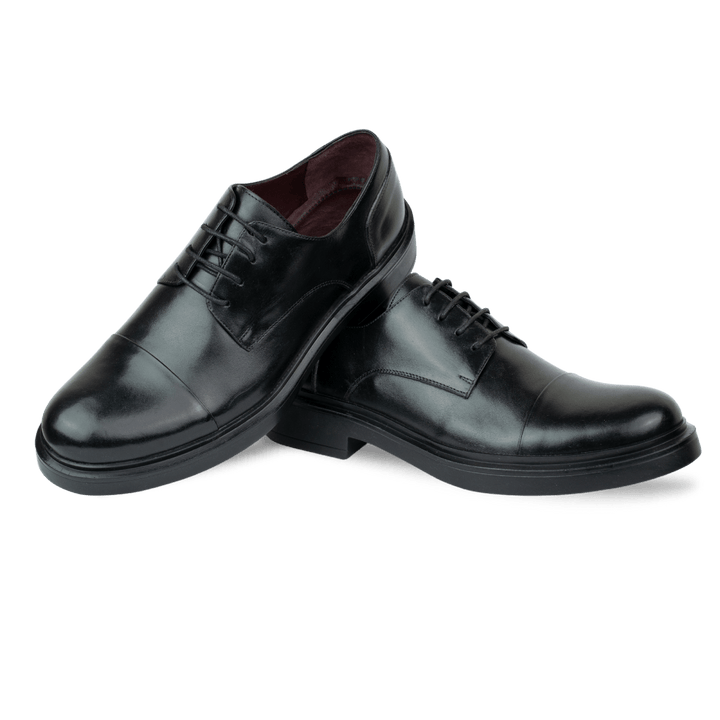Twist: Derby Homme - Cuir Noir - Bleather Maroc