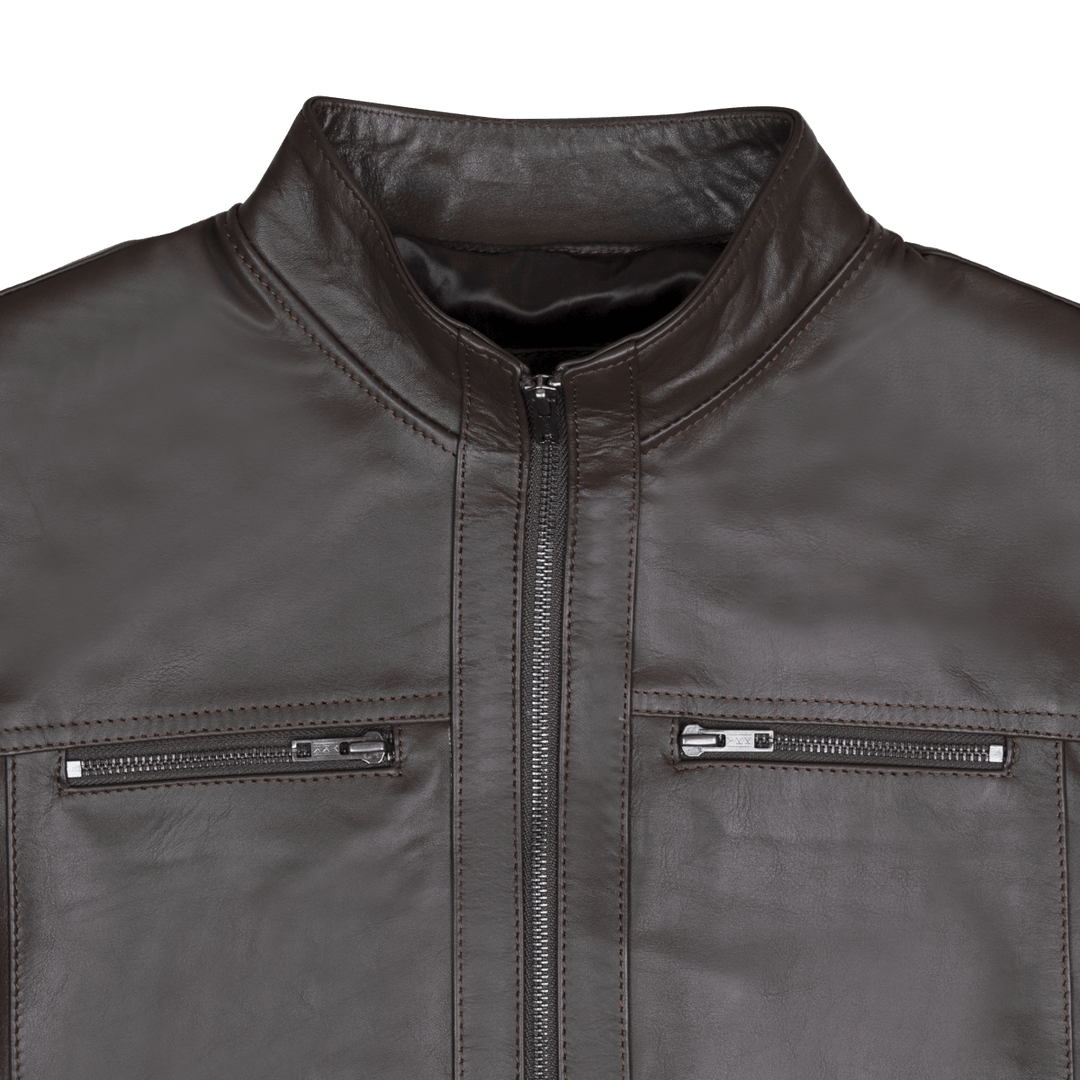 Vanguard: Jacket Hommes - Cuir Marron - Bleather Maroc