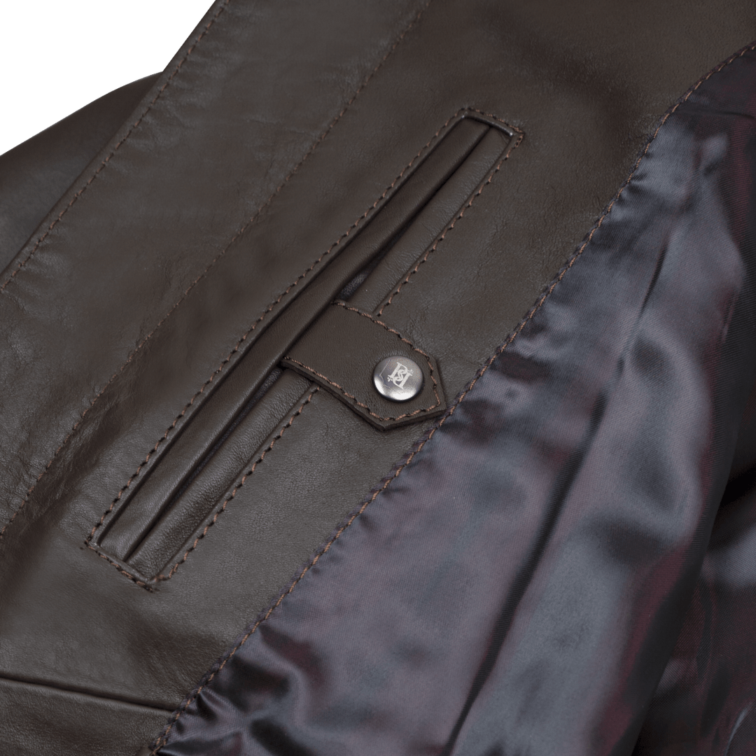 Vanguard: Jacket Hommes - Cuir Marron - Bleather Maroc