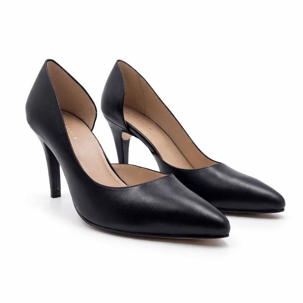 Verona : Escarpins Femme - Cuir Noir - Bleather Maroc