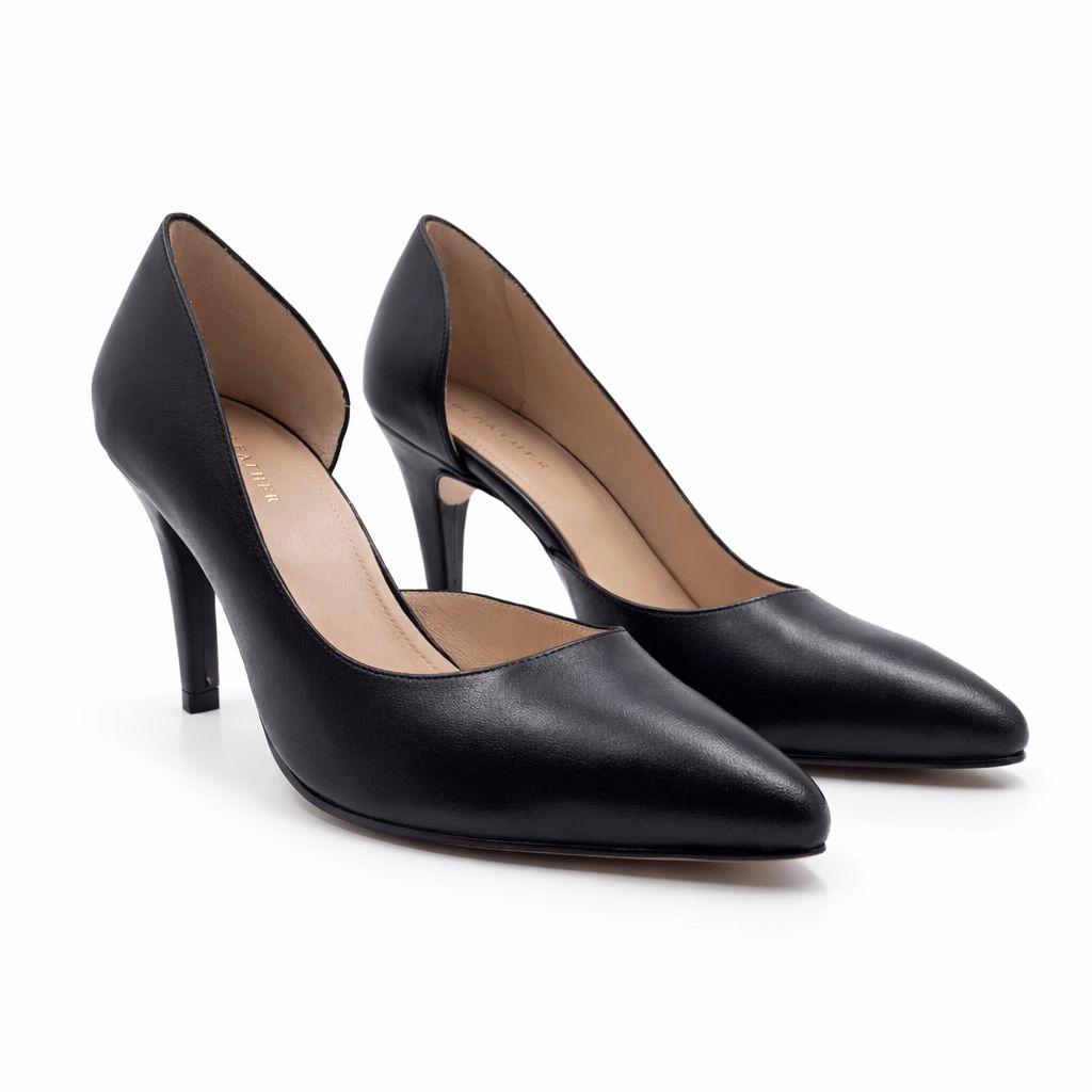 Verona : Escarpins Femme - Cuir Noir - Bleather Maroc
