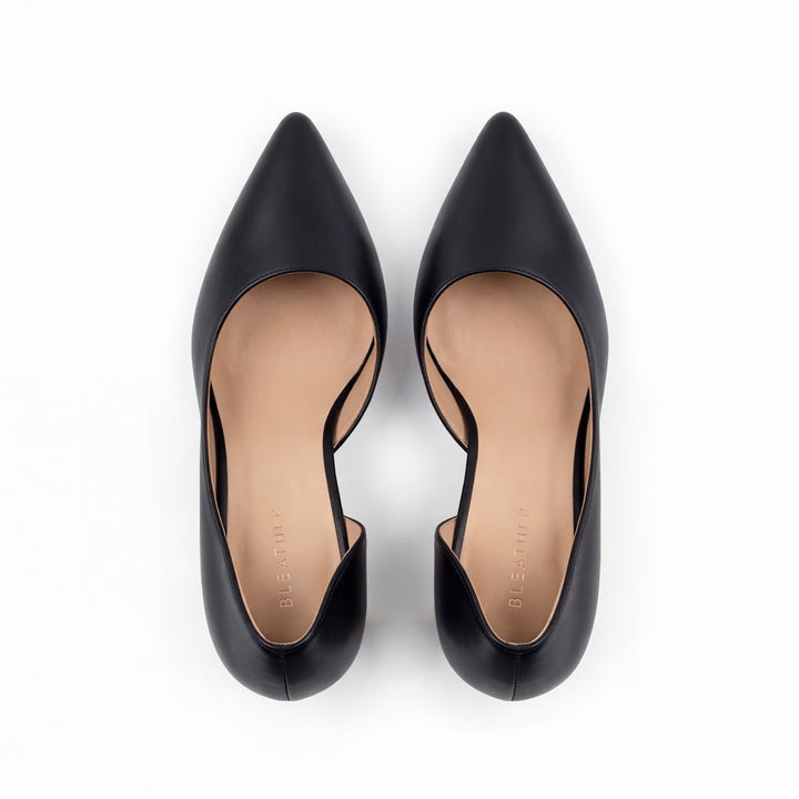 Verona : Escarpins Femme - Cuir Noir - Bleather Maroc