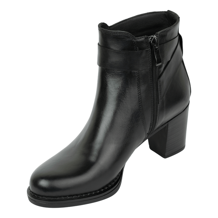 Victoria: Bottines à talons Femme - Cuir Noir - Bleather Maroc