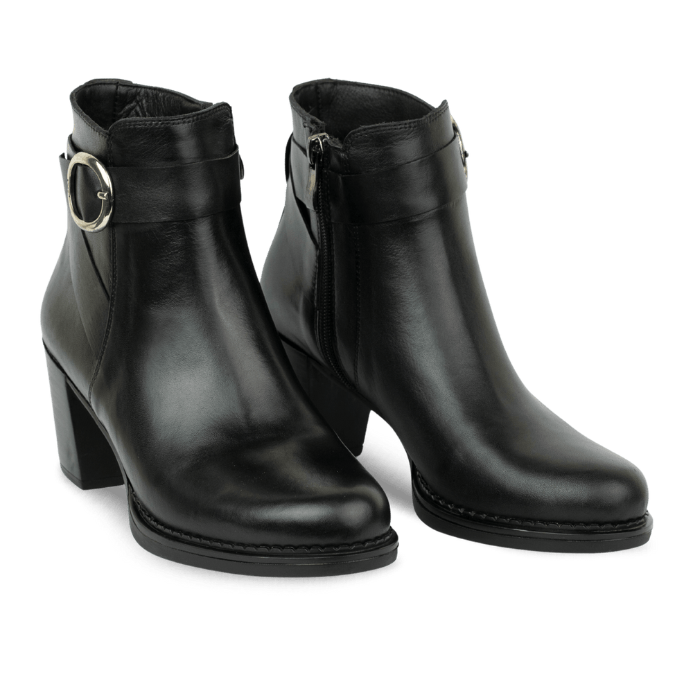 Victoria: Bottines à talons Femme - Cuir Noir - Bleather Maroc