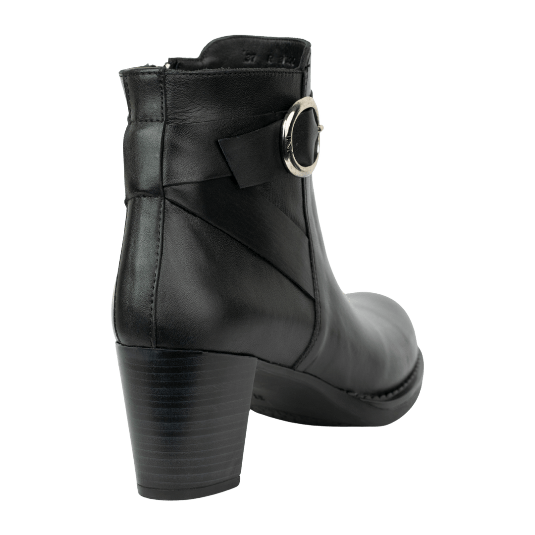 Victoria: Bottines à talons Femme - Cuir Noir - Bleather Maroc