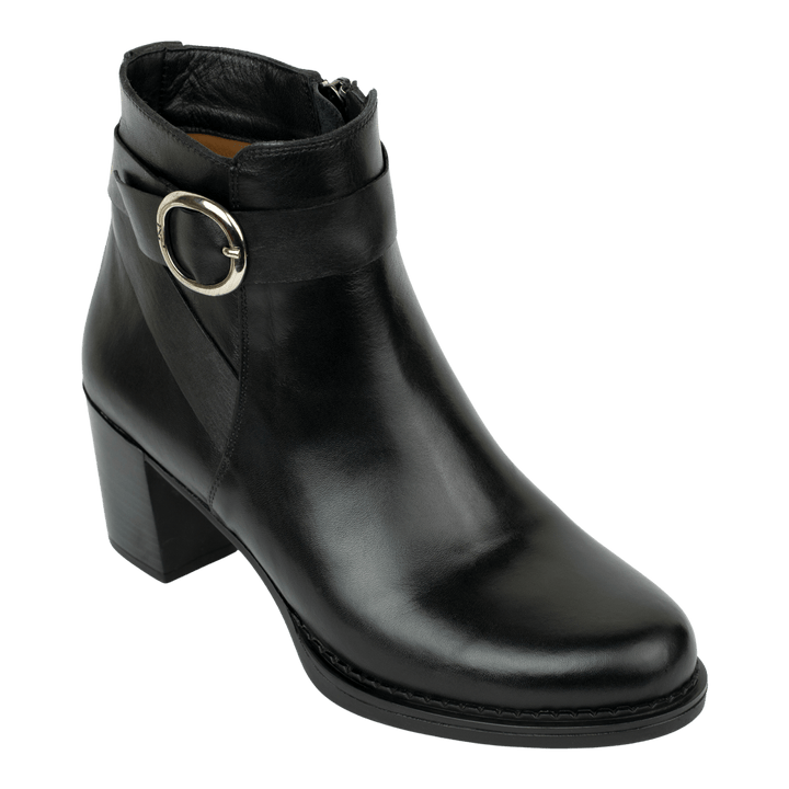 Victoria: Bottines à talons Femme - Cuir Noir - Bleather Maroc