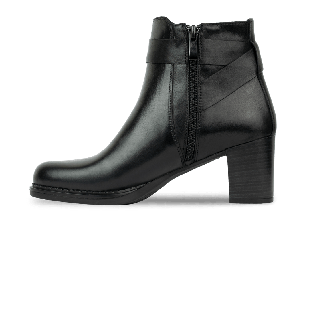 Victoria: Bottines à talons Femme - Cuir Noir - Bleather Maroc
