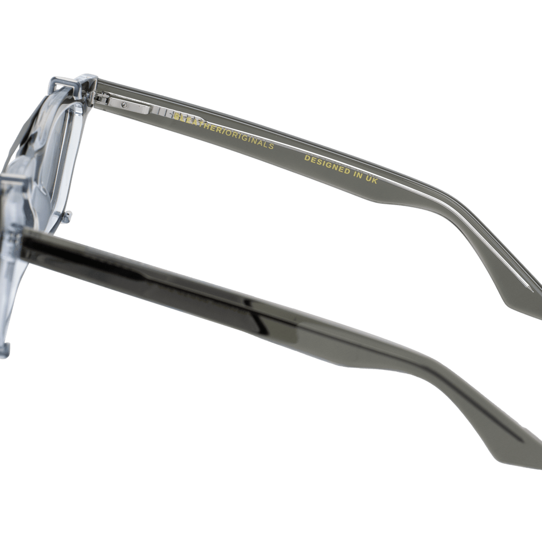 Vintara: Lunettes à clips de luxe Gris - Bleather Maroc