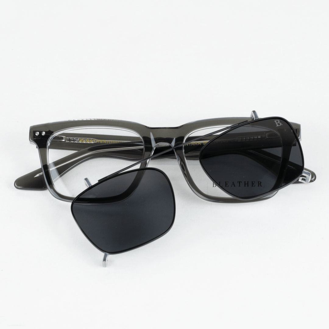 Vintara: Lunettes à clips de luxe Gris - Bleather Maroc