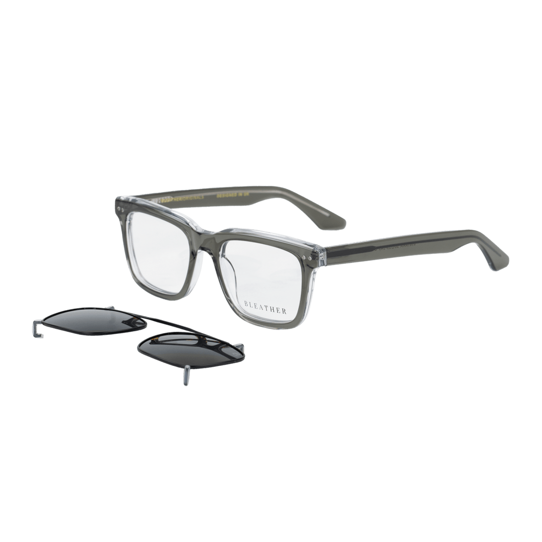 Vintara: Lunettes à clips de luxe Gris - Bleather Maroc