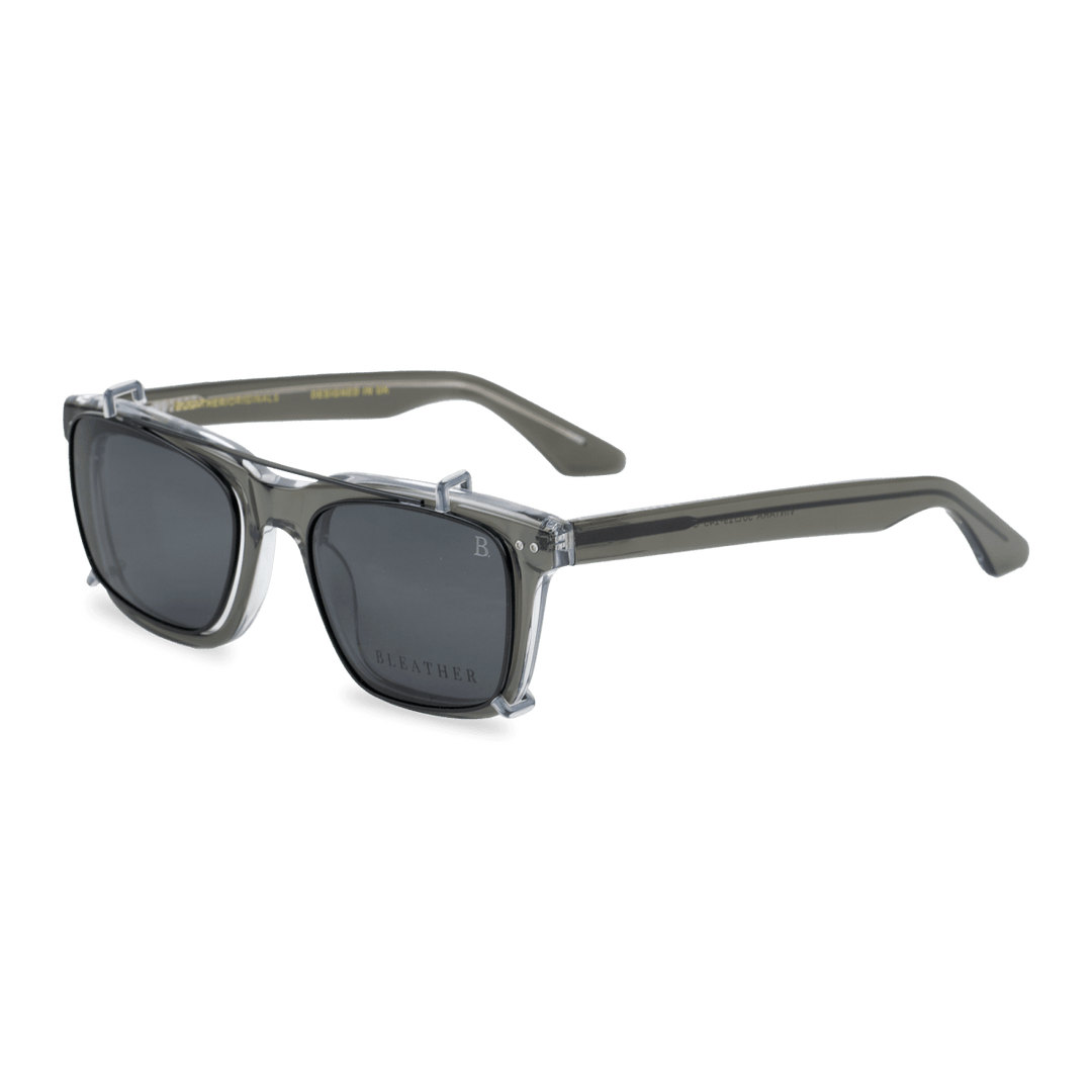 Vintara: Lunettes à clips de luxe Gris - Bleather Maroc