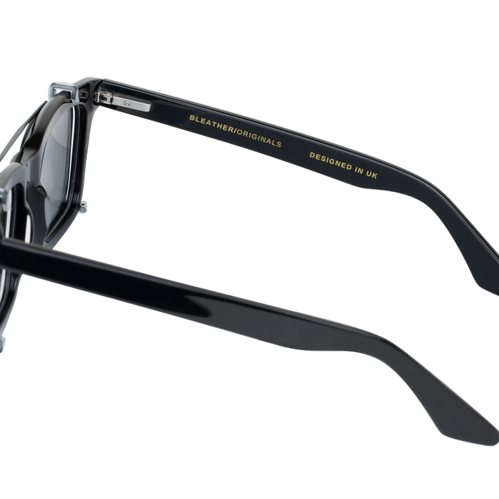 Vintara: Lunettes à clips de luxe Noir - Bleather Maroc