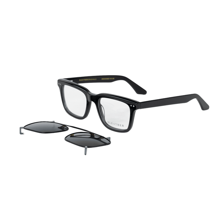 Vintara: Lunettes à clips de luxe Noir - Bleather Maroc