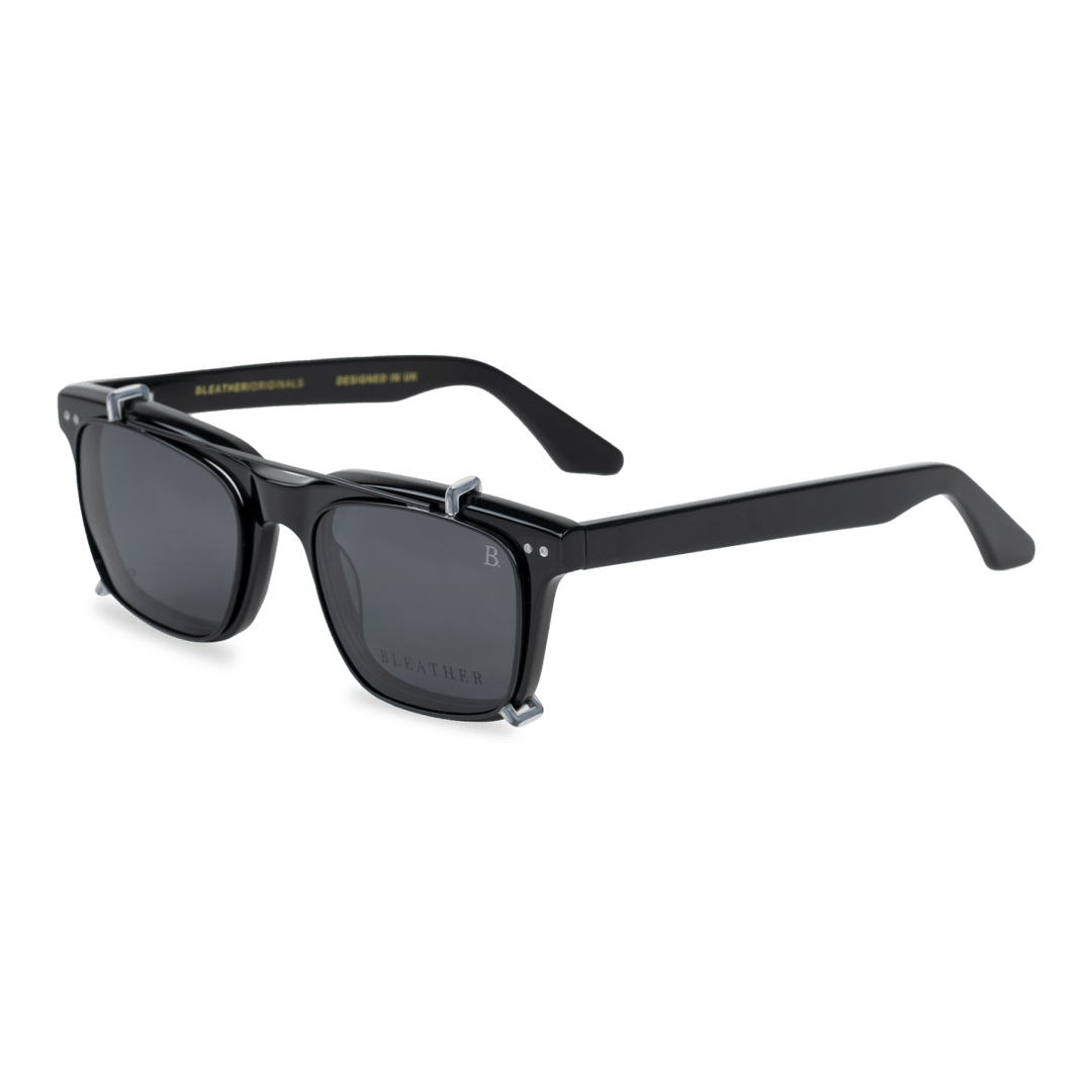 Vintara: Lunettes à clips de luxe Noir - Bleather Maroc