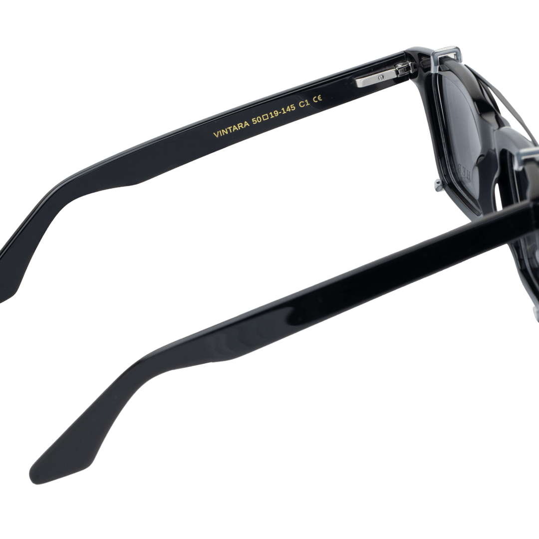 Vintara: Lunettes à clips de luxe Noir - Bleather Maroc
