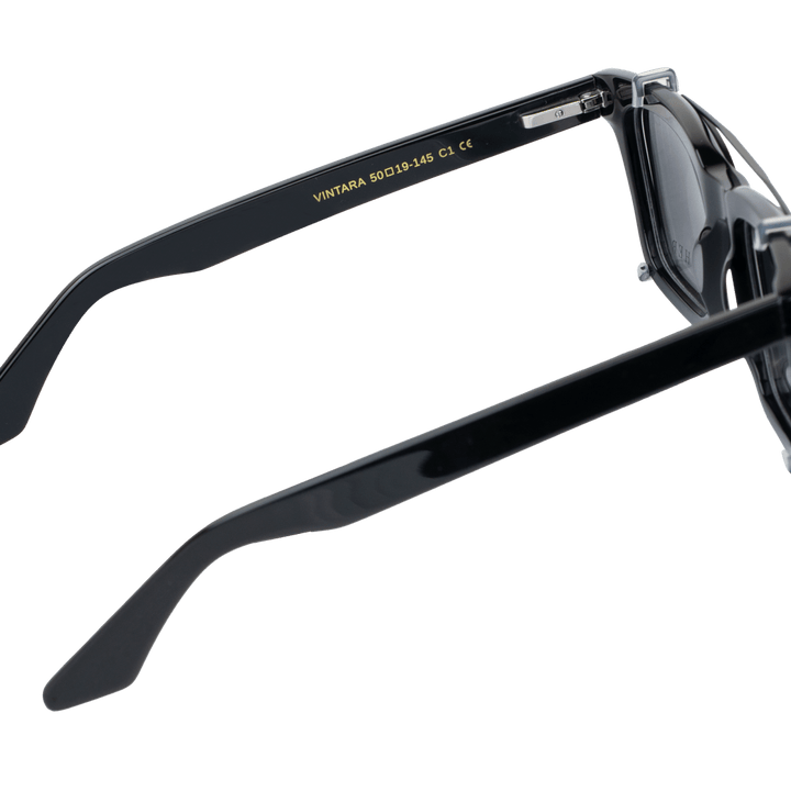 Vintara: Lunettes à clips de luxe Noir - Bleather Maroc